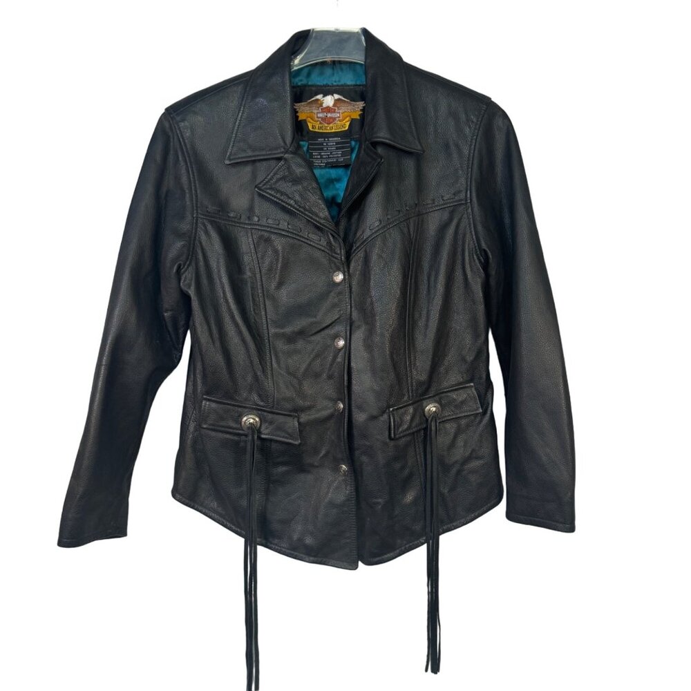 Harley-Davidson Womens Size Large Genuine Leather Motorcycle Jacket  Black
